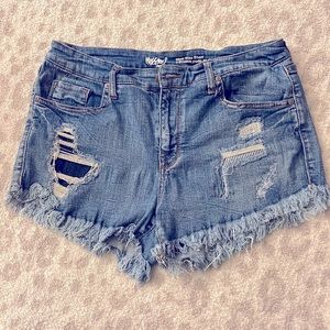 High waisted jean shorts